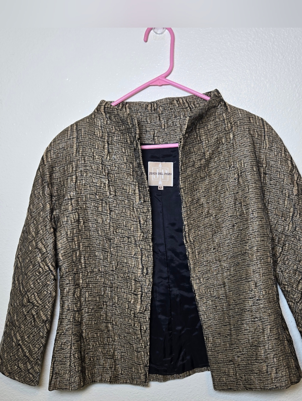 Jesus Del Pozo Blazer Jacket Textured Wool Blend Open Front Size 42 US size 10